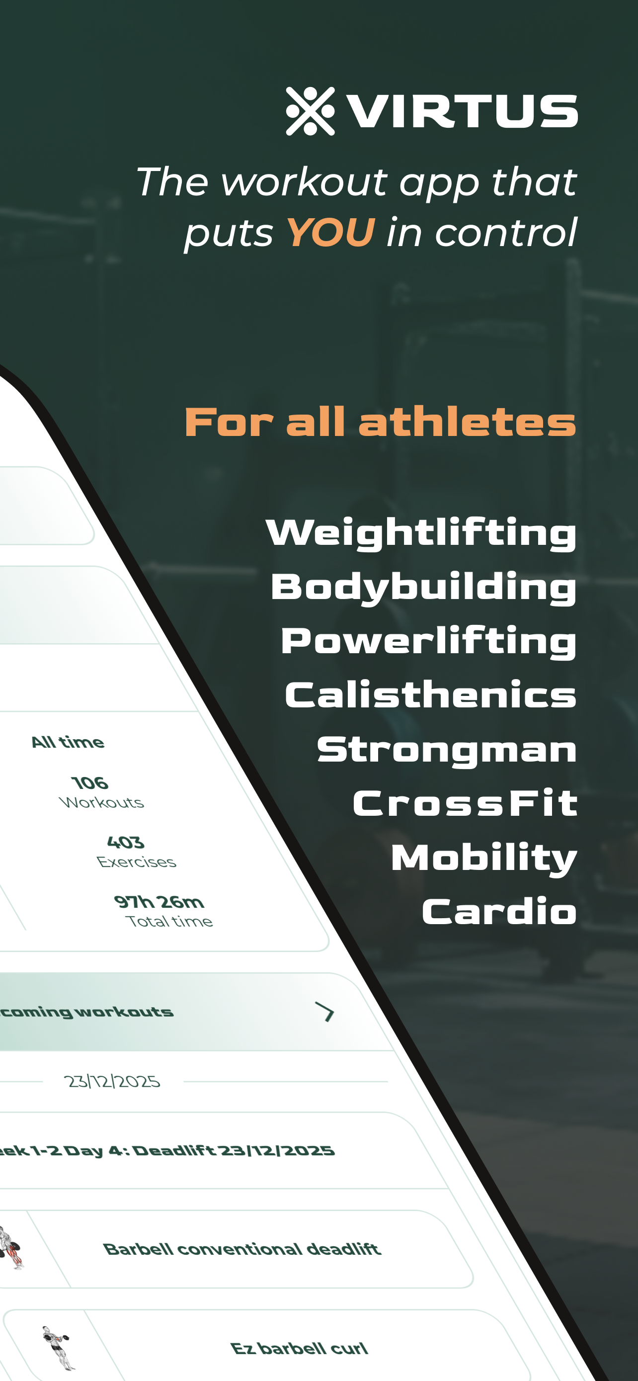 Virtus Athlete workout logging